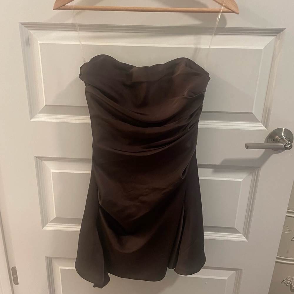 House of CB Chocolate Strapless Dress